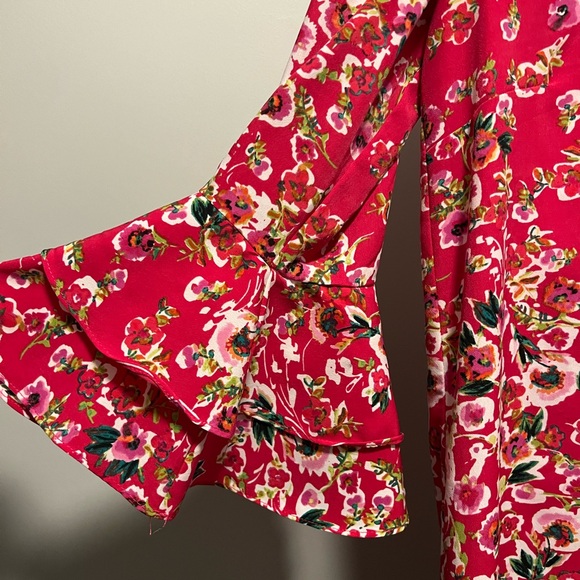 WAYF Pink Floral Ruffle Sleeve Shift Dress - Picture 2 of 5